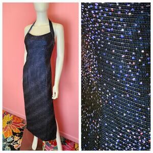 Size XS | Vintage 90's Y2K Midnight Blue Rhinestone Prom Evening Gown by Faviana
